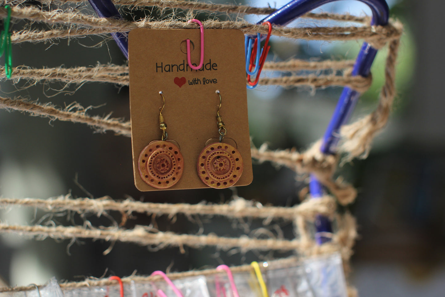 circle dangler- terracota colored clay