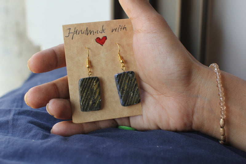Black-striped, Rectangle, Earings