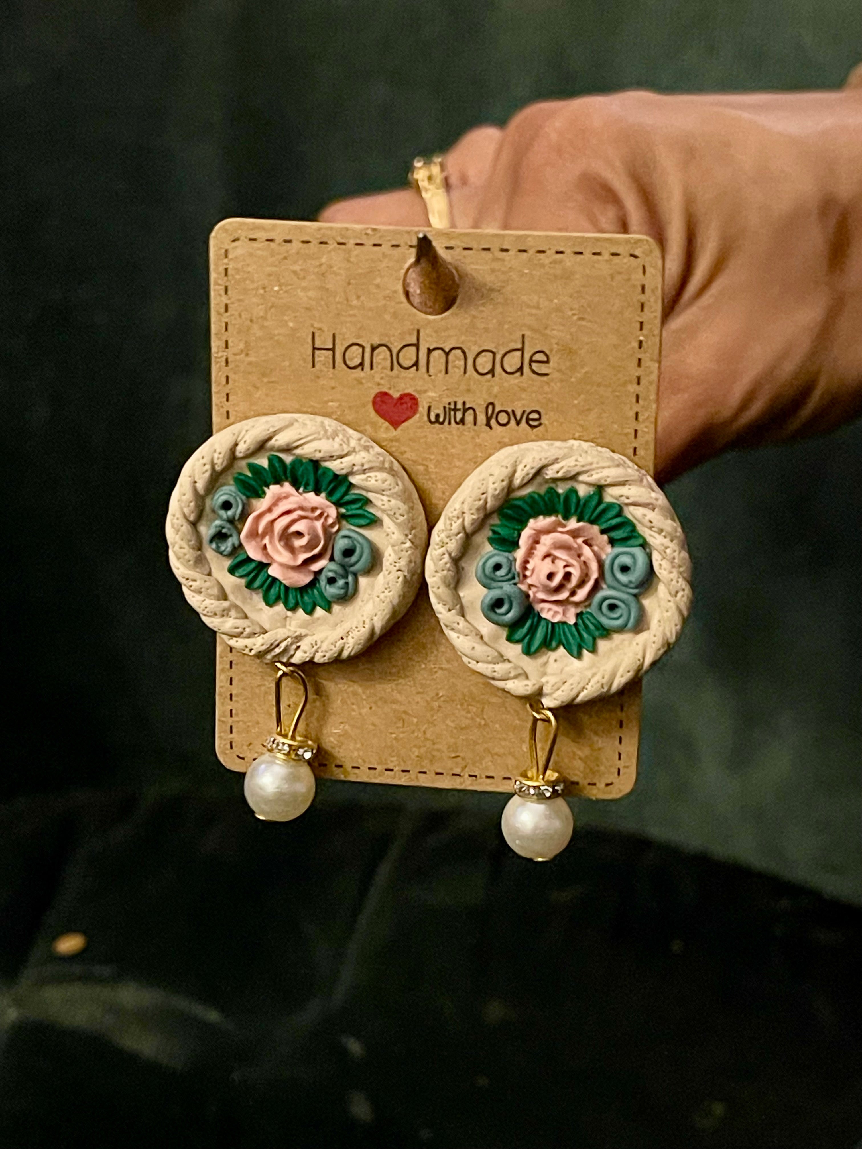 Floral pearl drops- Earings