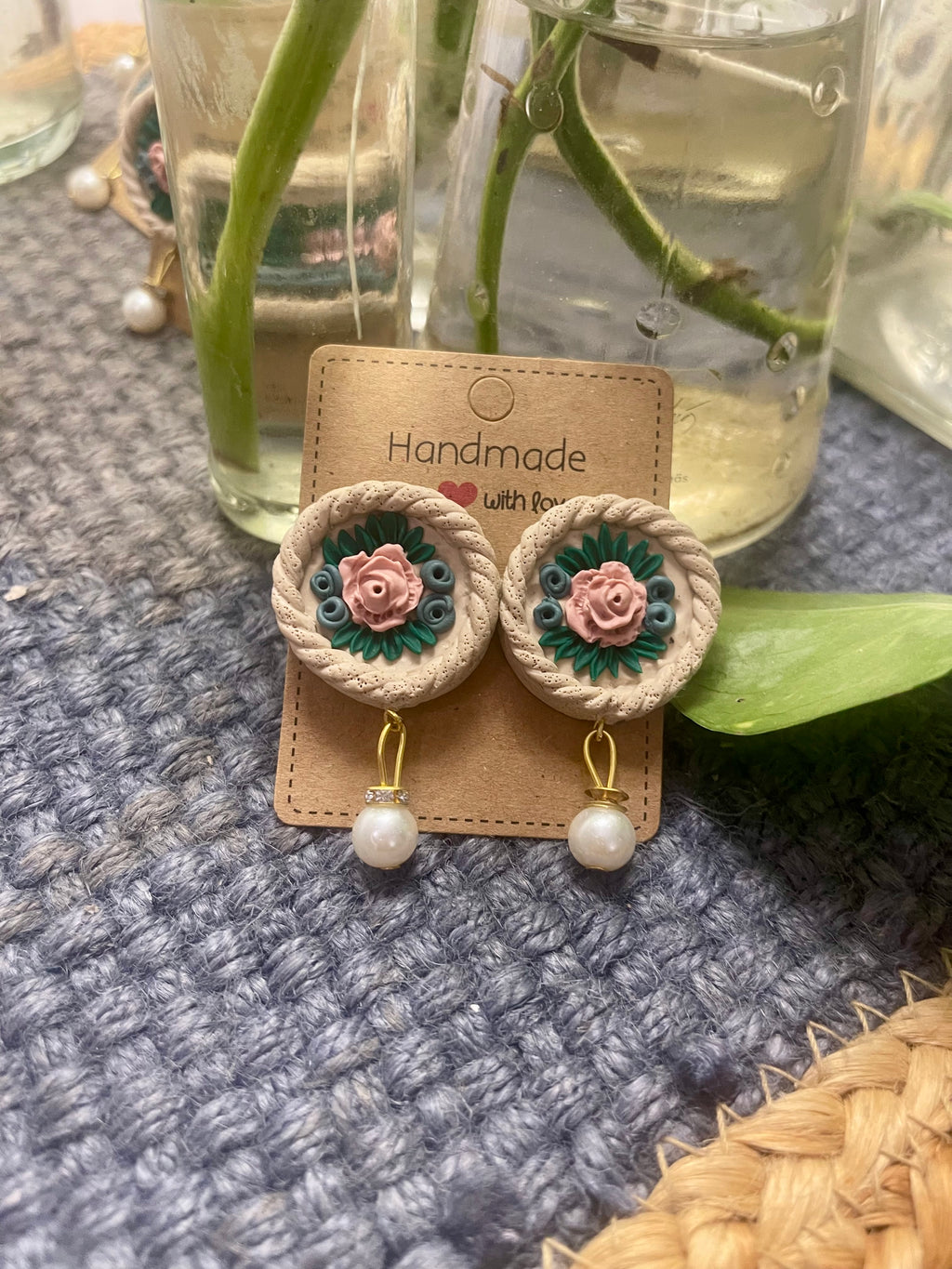 Floral pearl drops- Earings