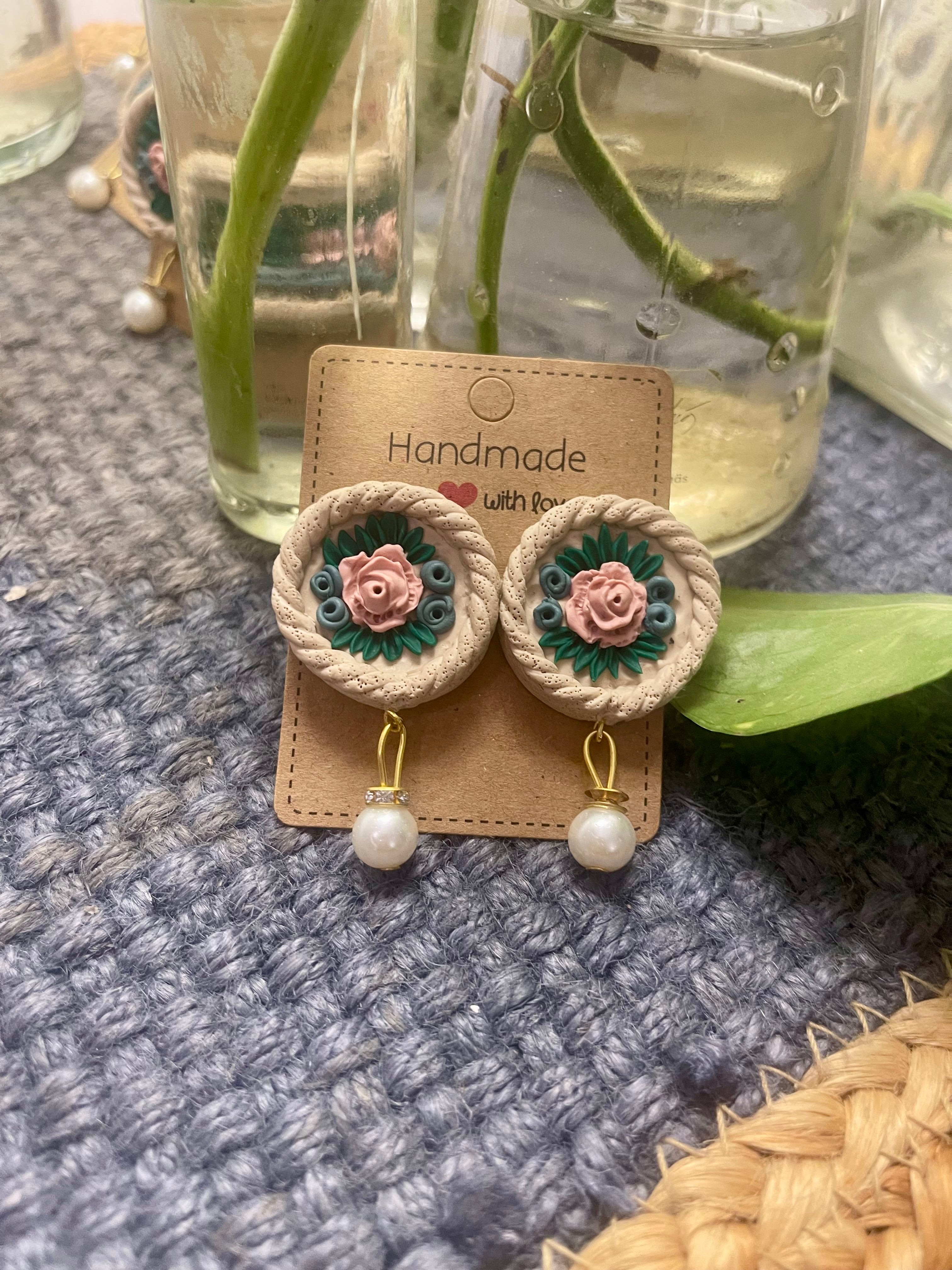 Floral pearl drops- Earings