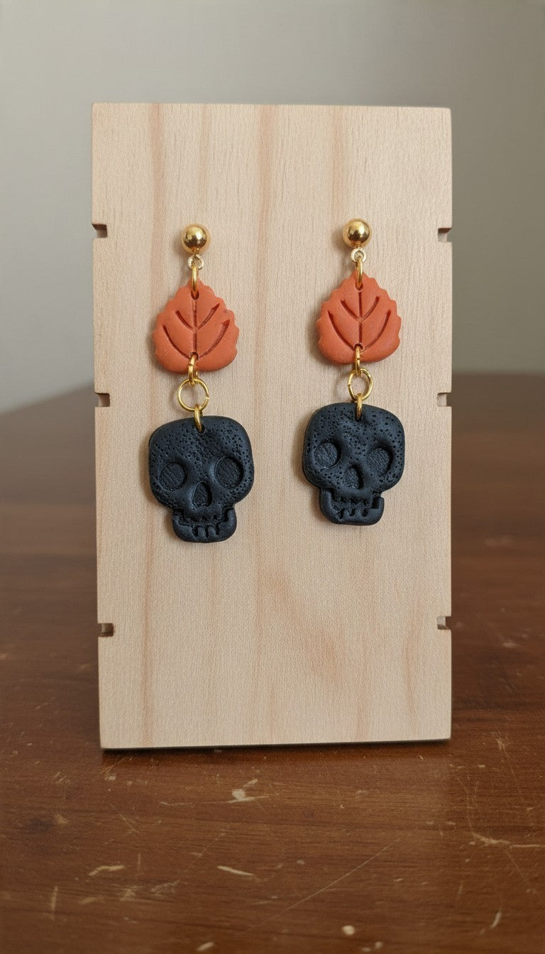 Skull & Autumn leaf - Earings