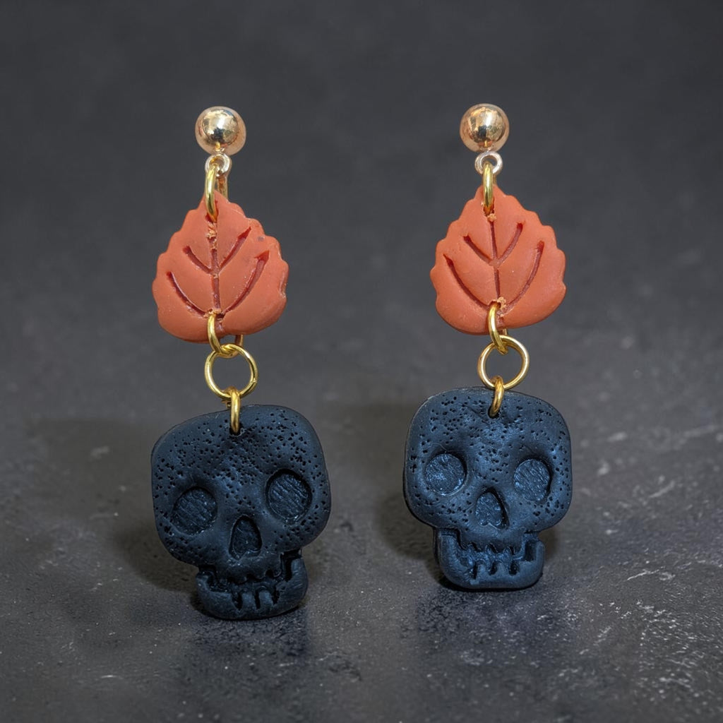 Skull & Autumn leaf - Earings