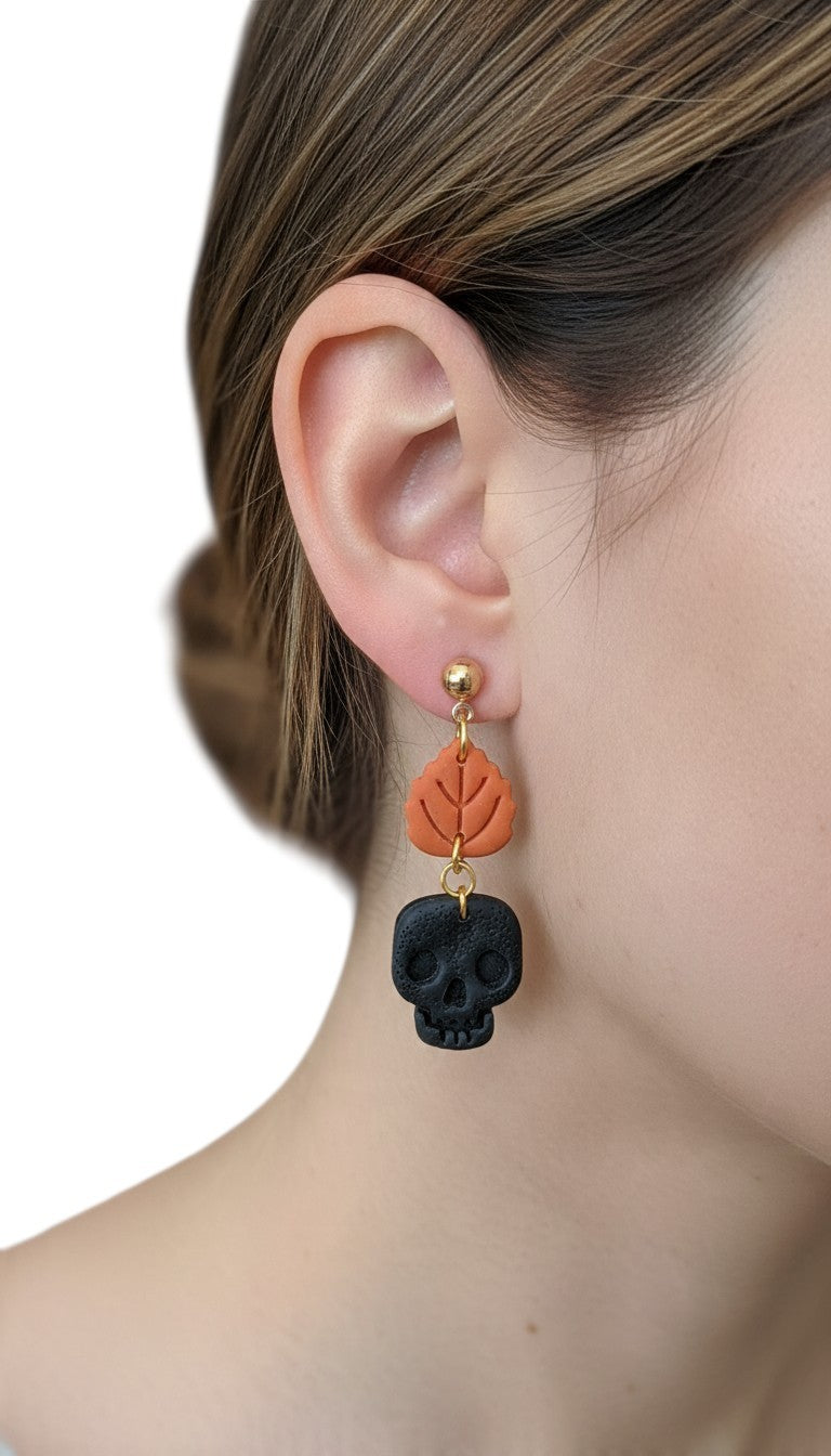 Skull & Autumn leaf - Earings