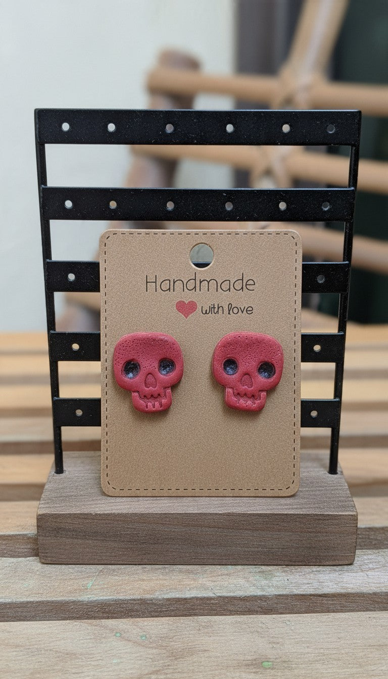 Skull studs- Red