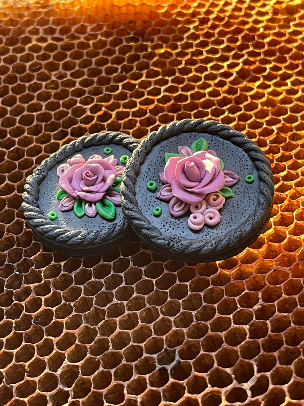 Black Floral Studs