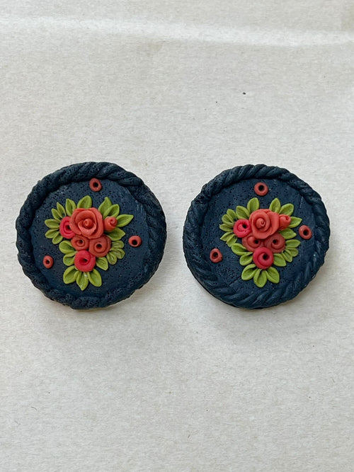 Black Floral Studs