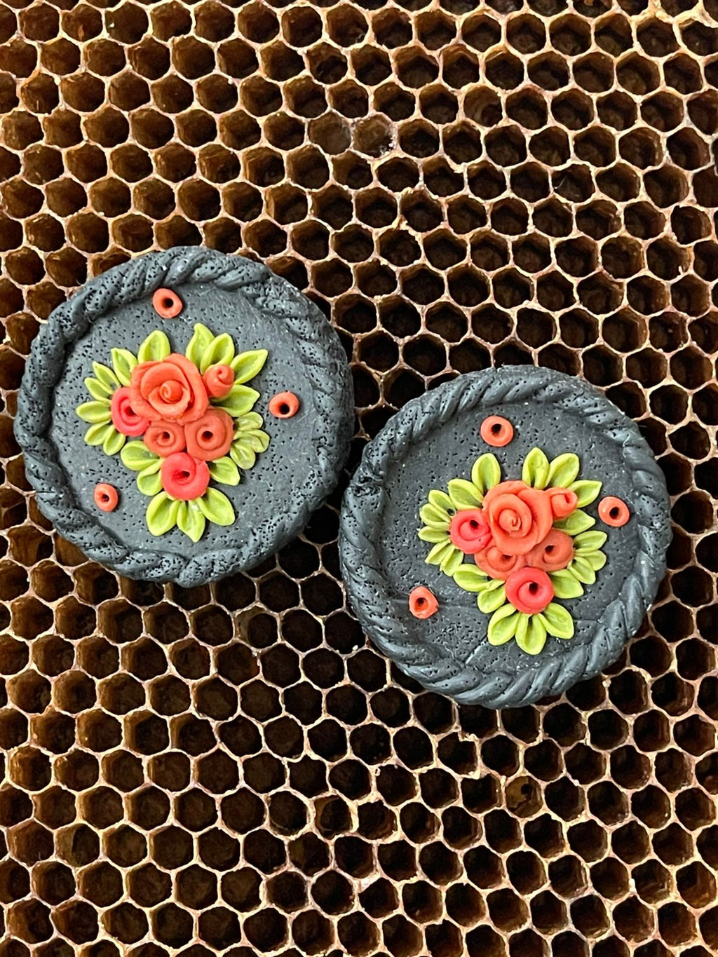 Black Floral Studs
