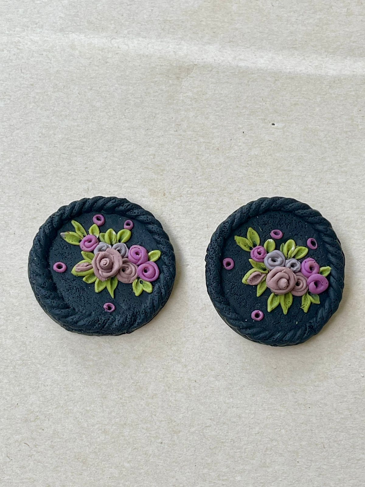 Black Floral Studs