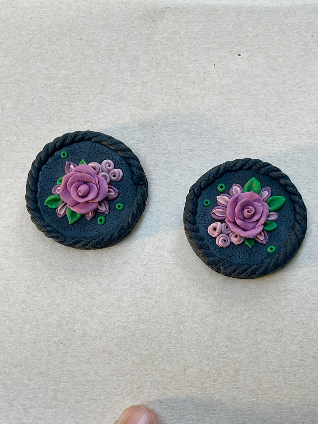 Black Floral Studs