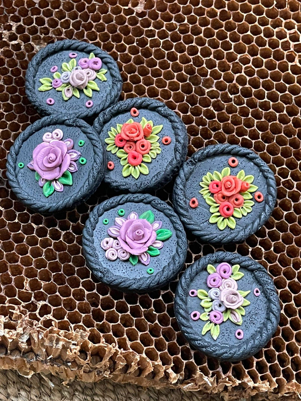 Black Floral Studs