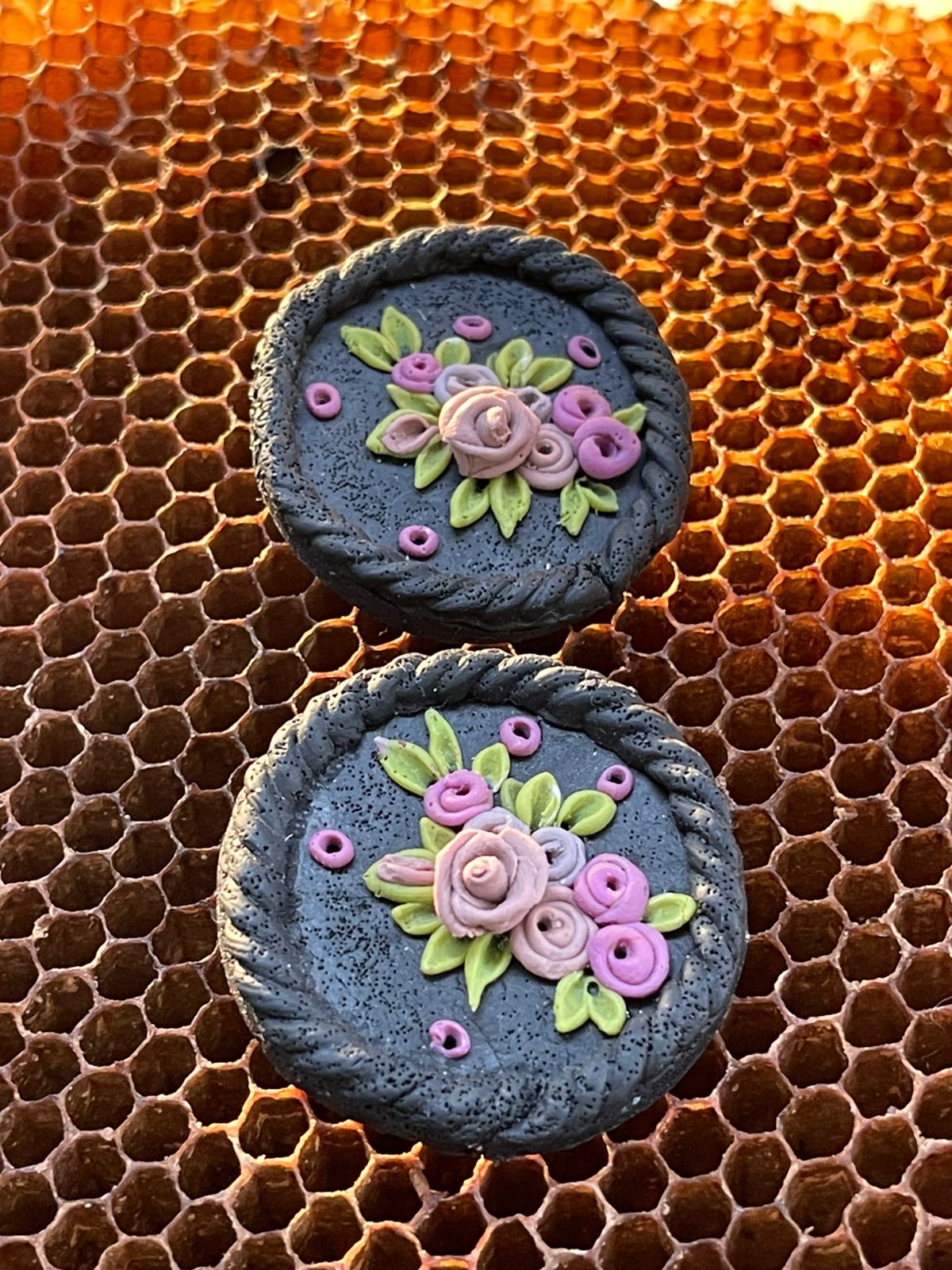 Black Floral Studs