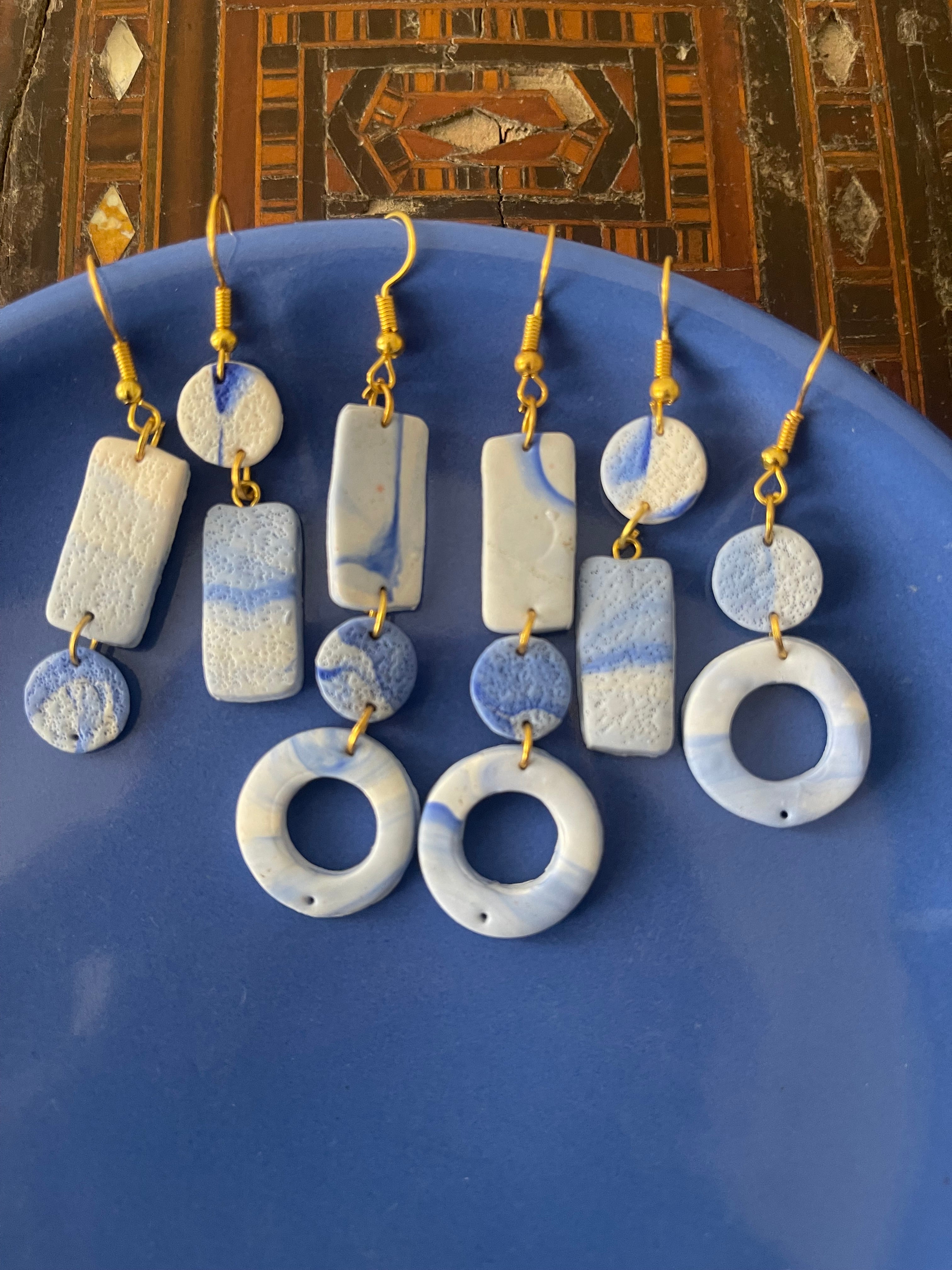 Springs- Blue Marble Earrings