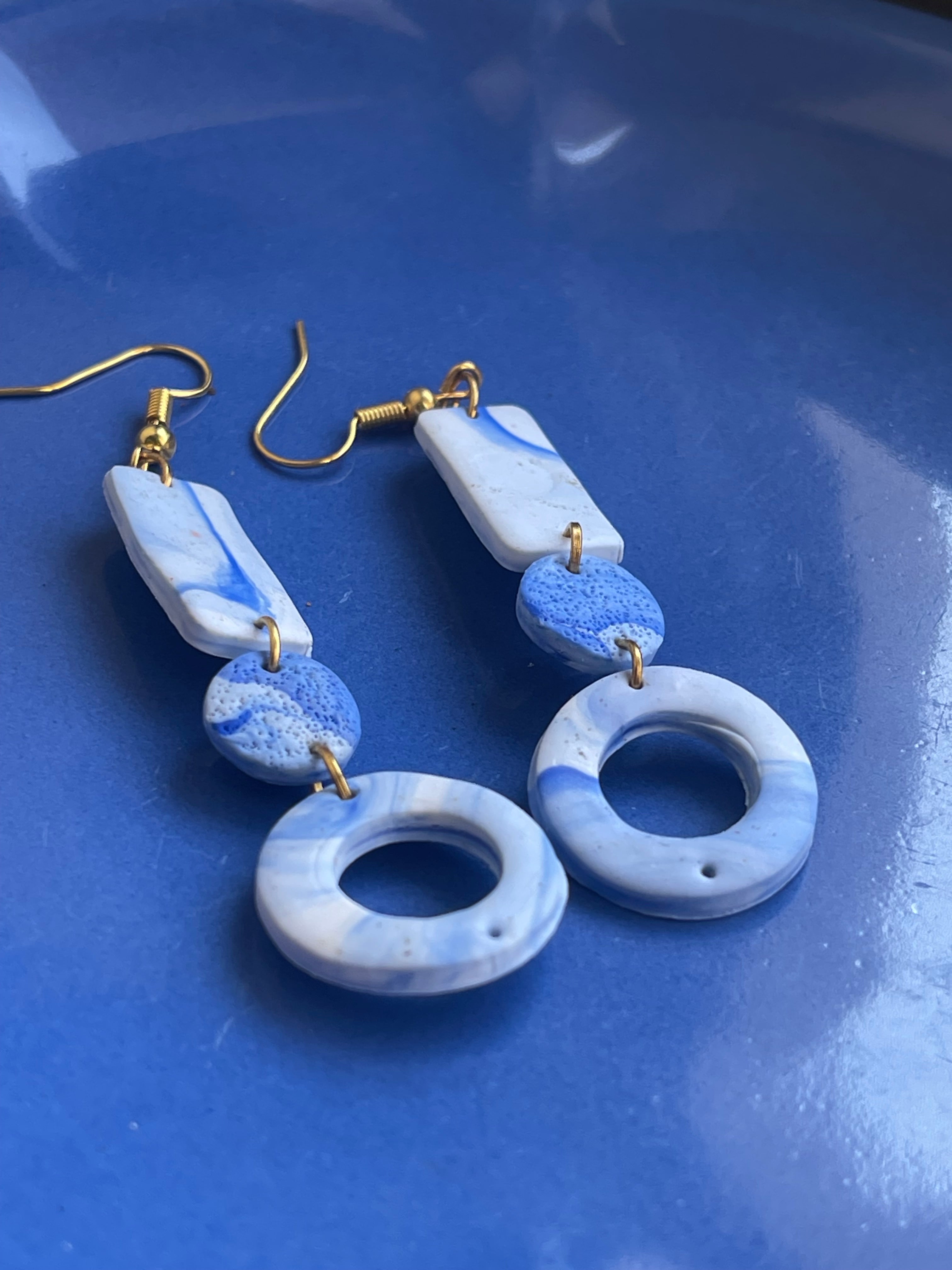 Springs- Blue Marble Earrings