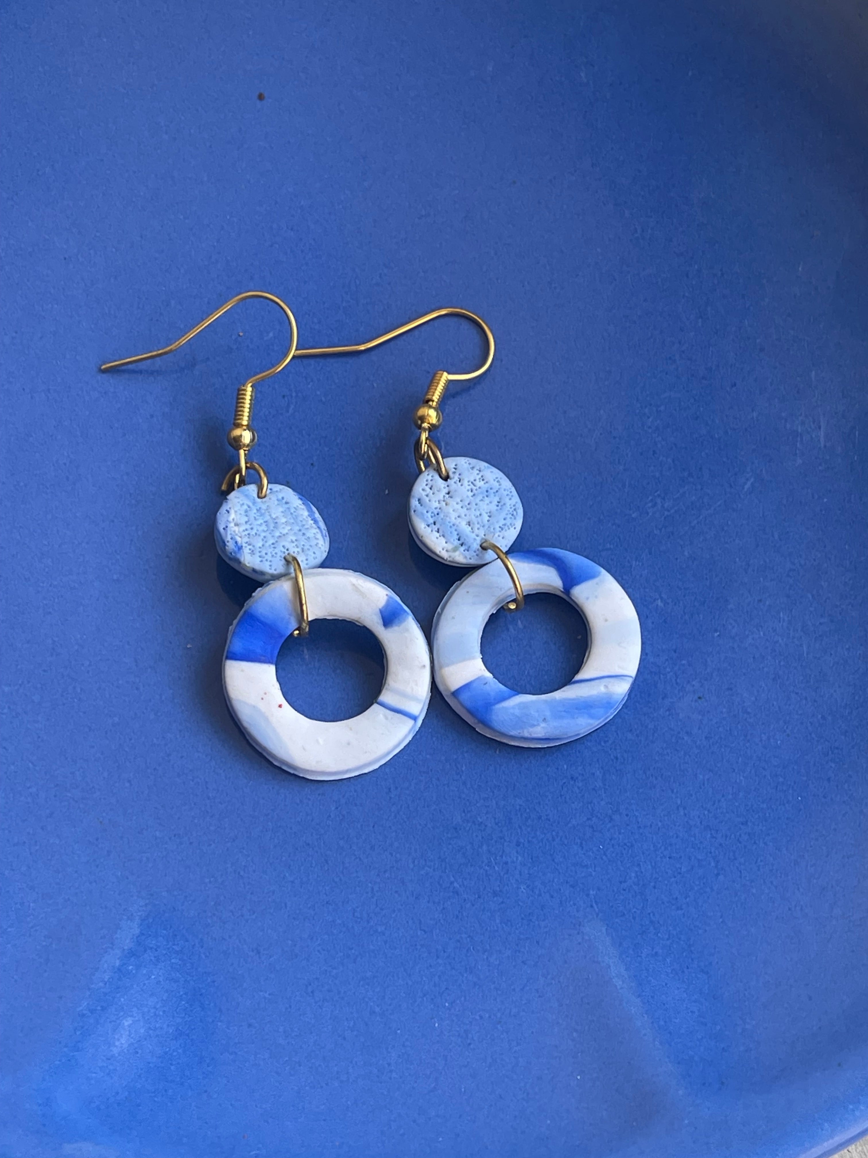 Springs- Blue Marble Earrings