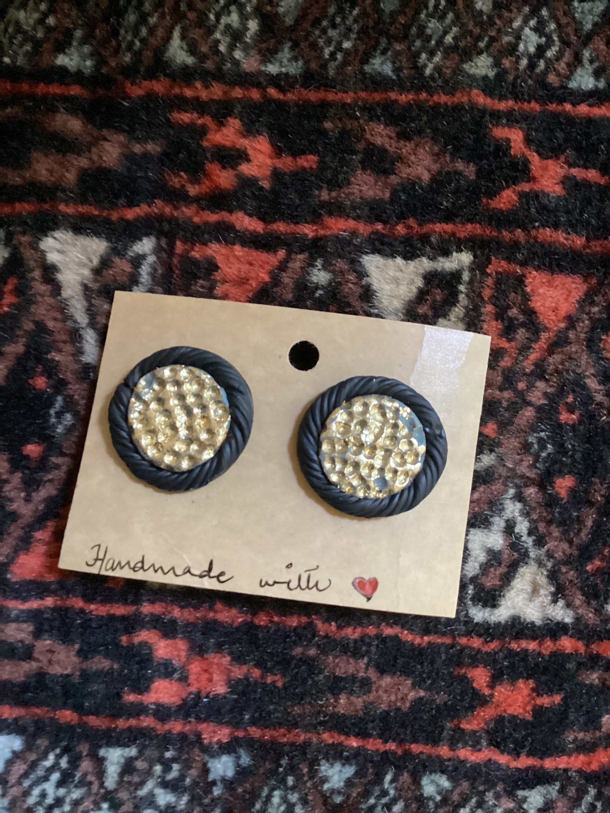 Gold hammered frammed Studs