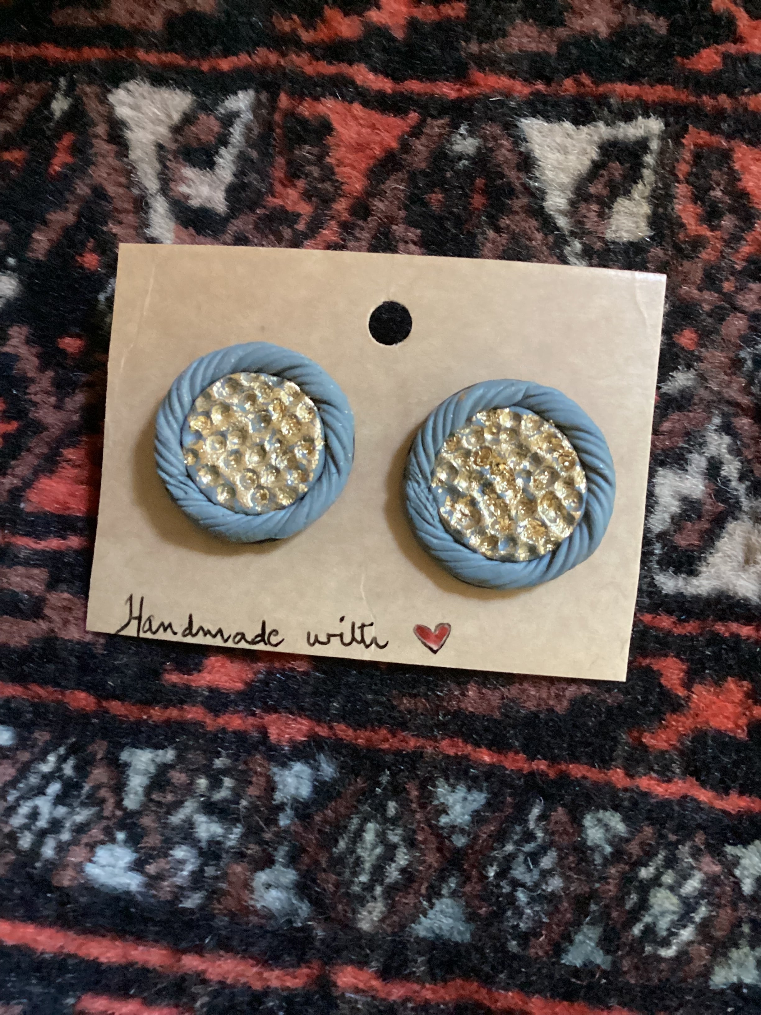 Gold hammered frammed Studs