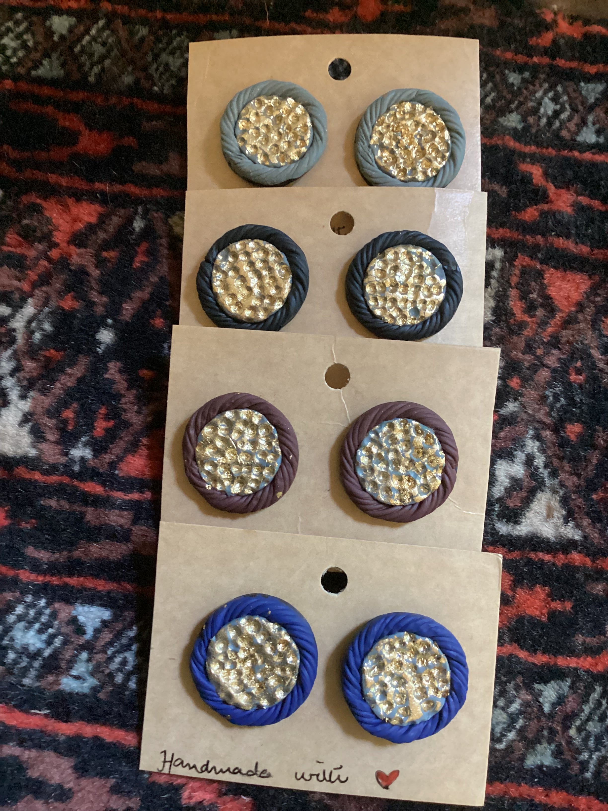 Gold hammered frammed Studs