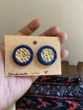Gold hammered frammed Studs