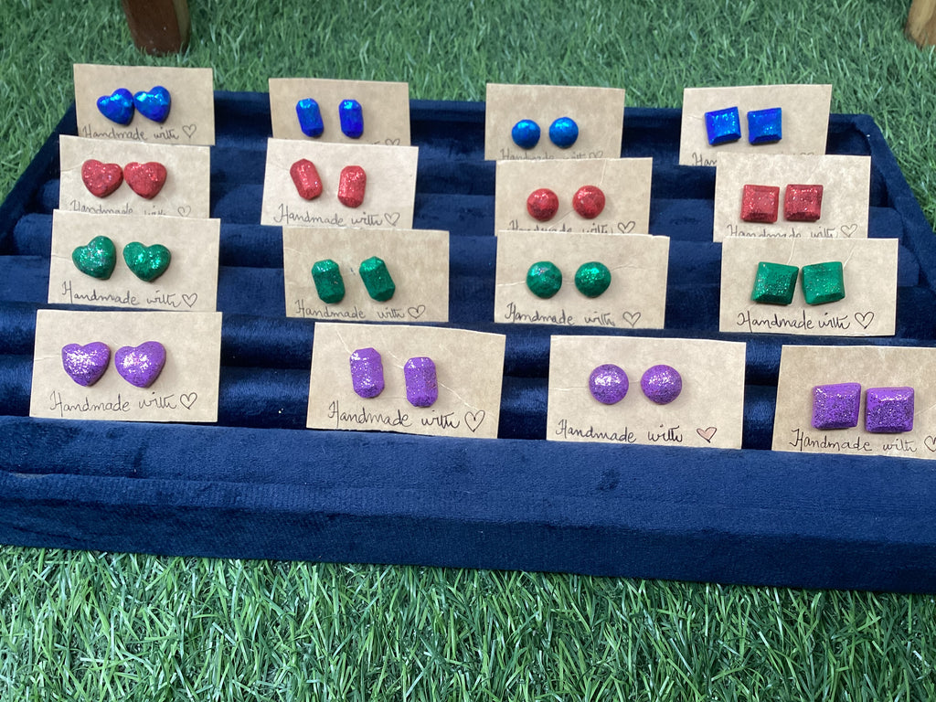 Glitter geometric studs
