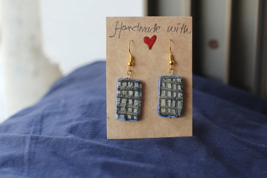 Checker-board, Rectangle Earings