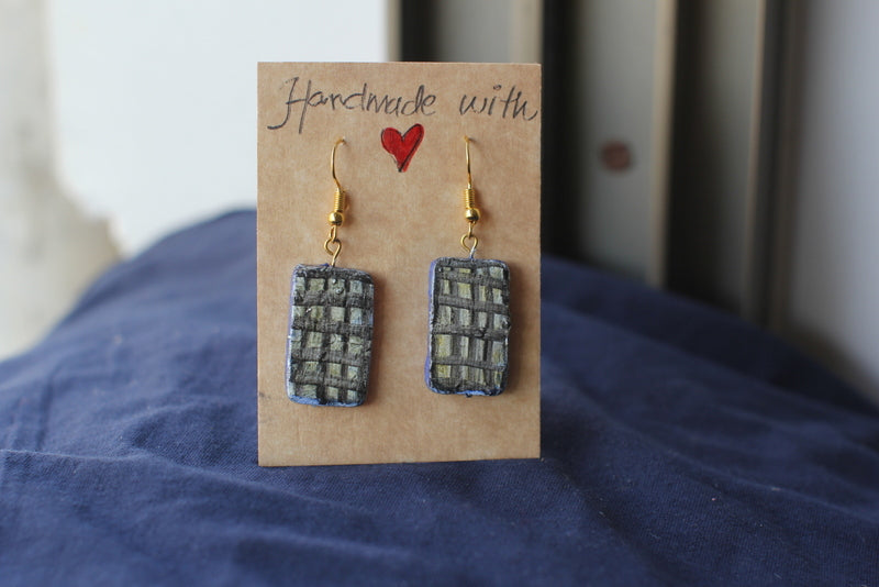 Checker-board, Rectangle Earings