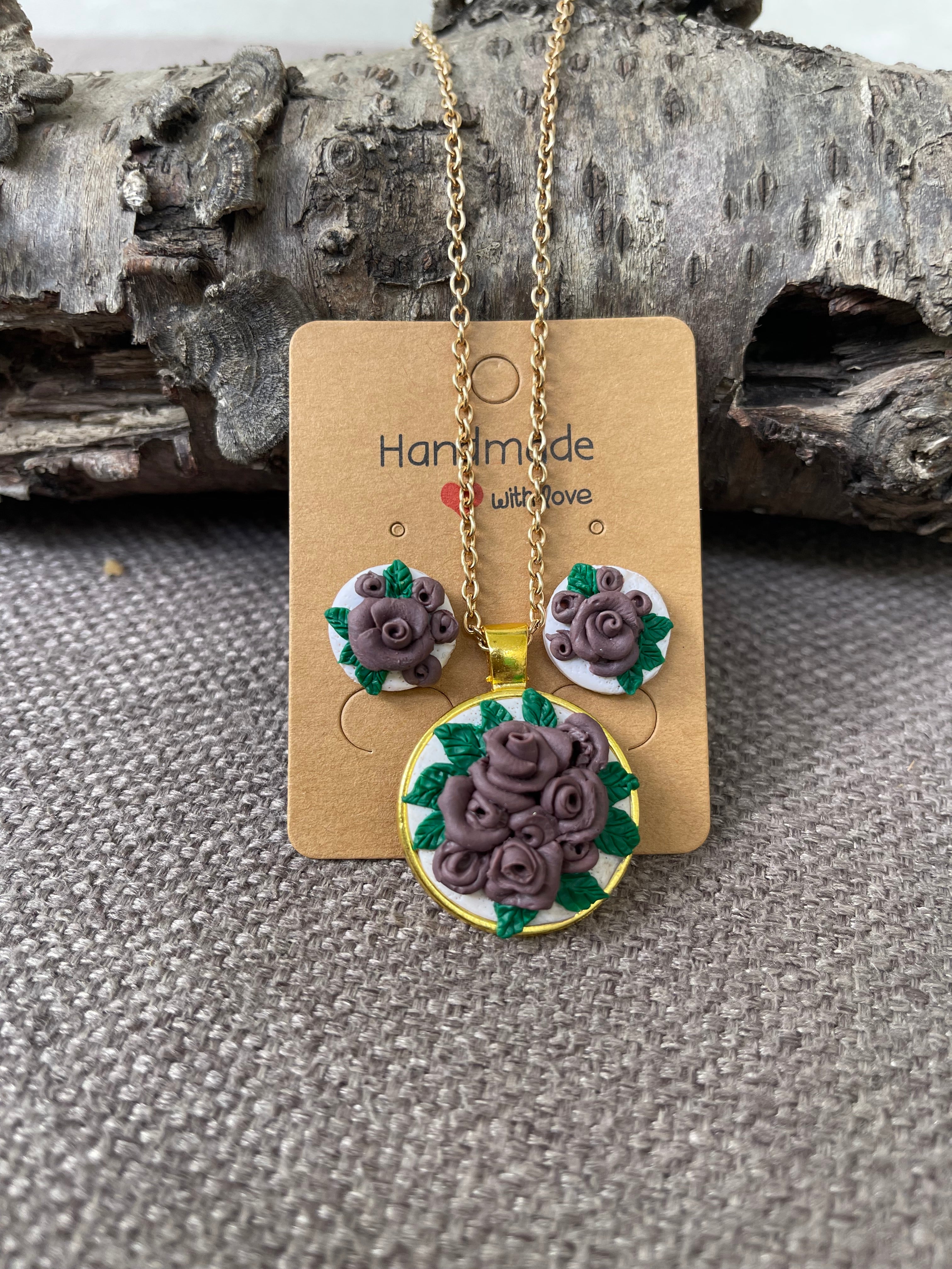 Rose bouquet- Pendant Set