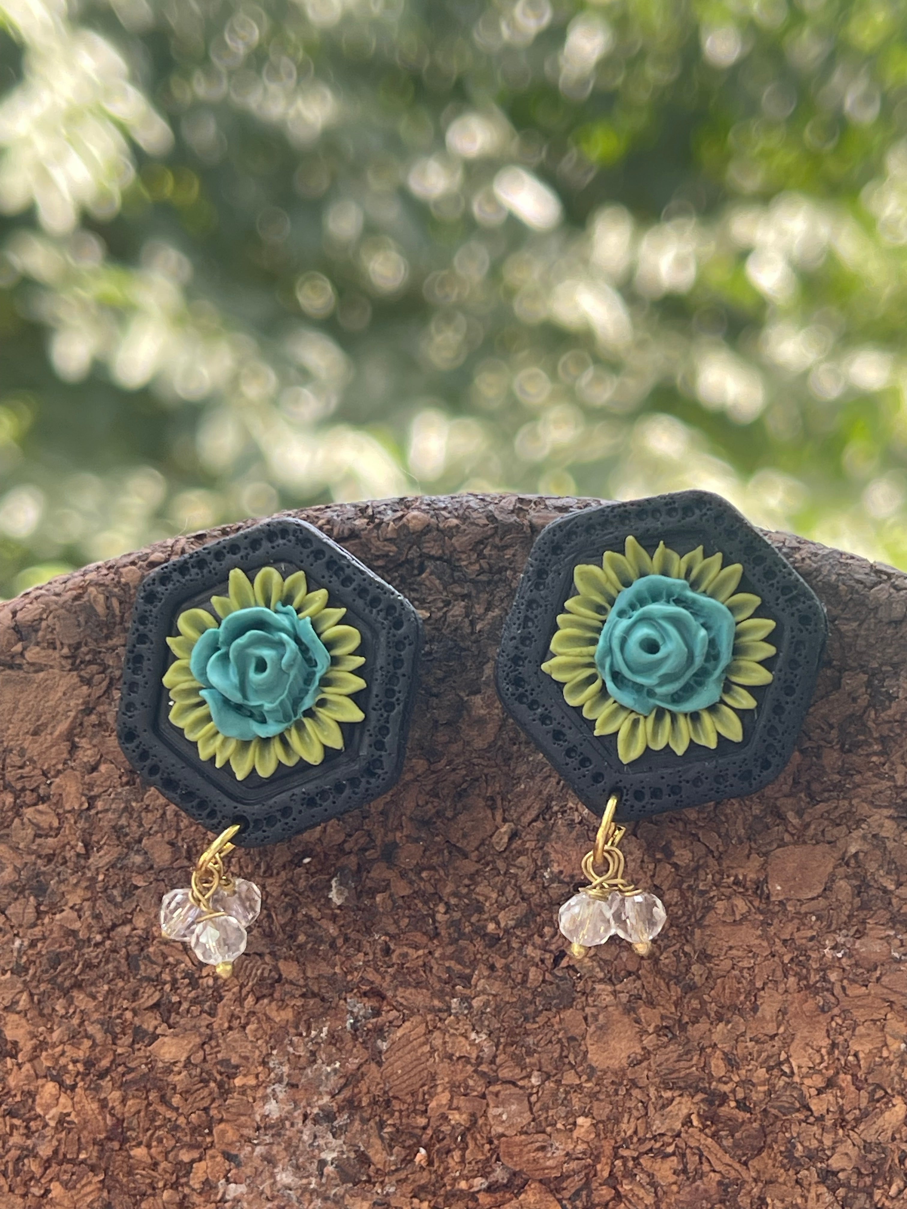 Hexagonal floral Earings