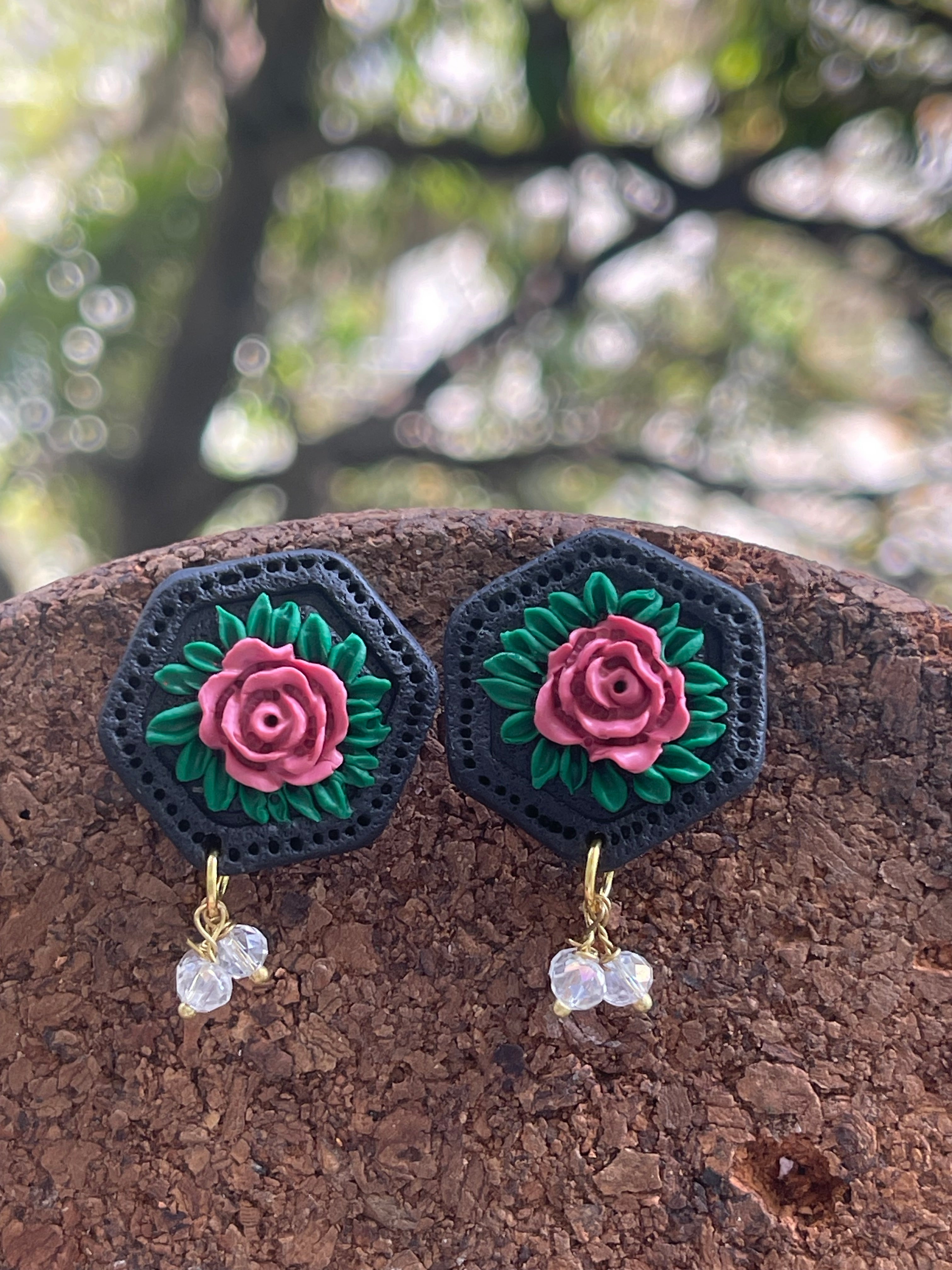 Hexagonal floral Earings