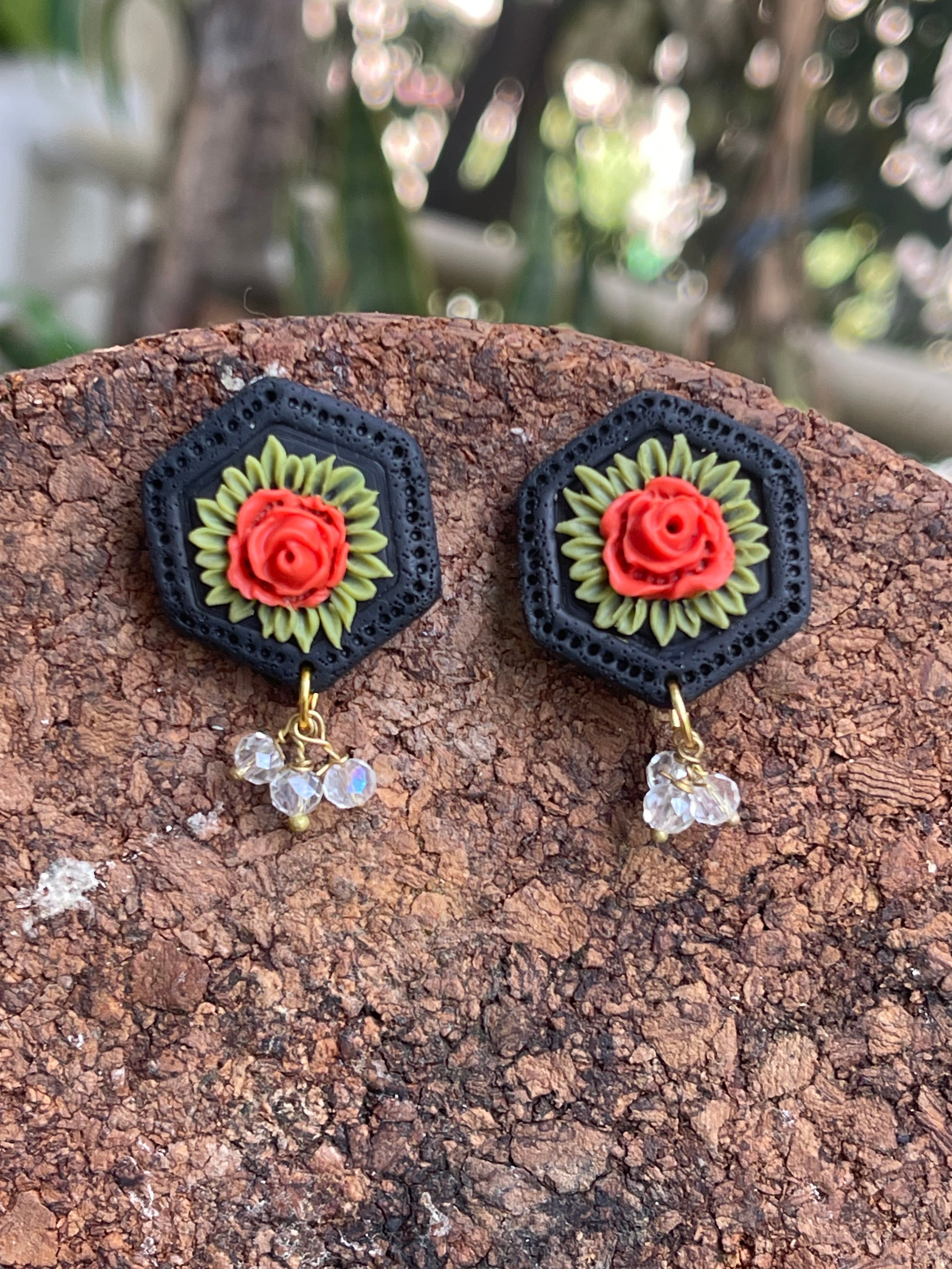 Hexagonal floral Earings
