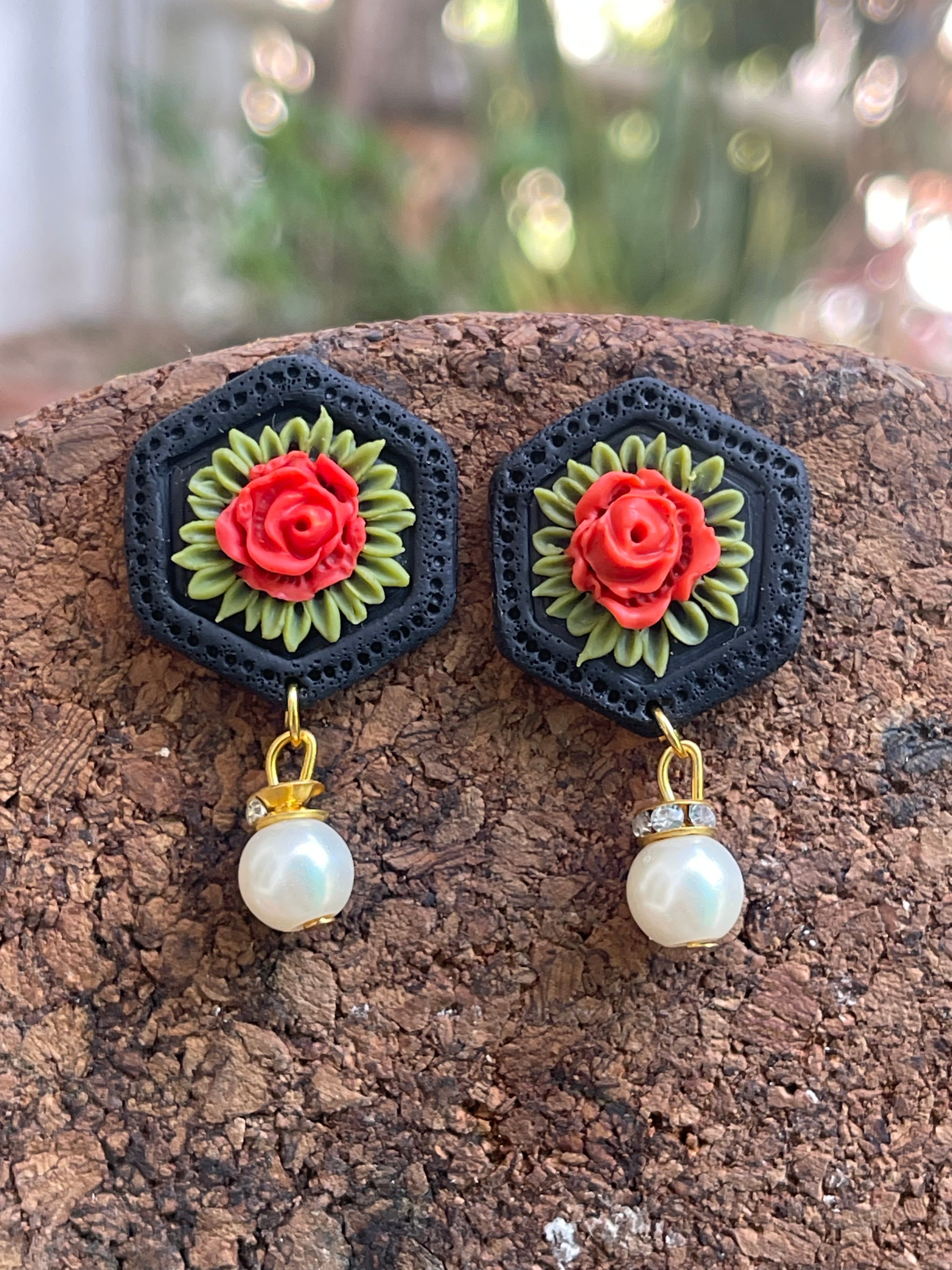 Hexagonal floral Earings