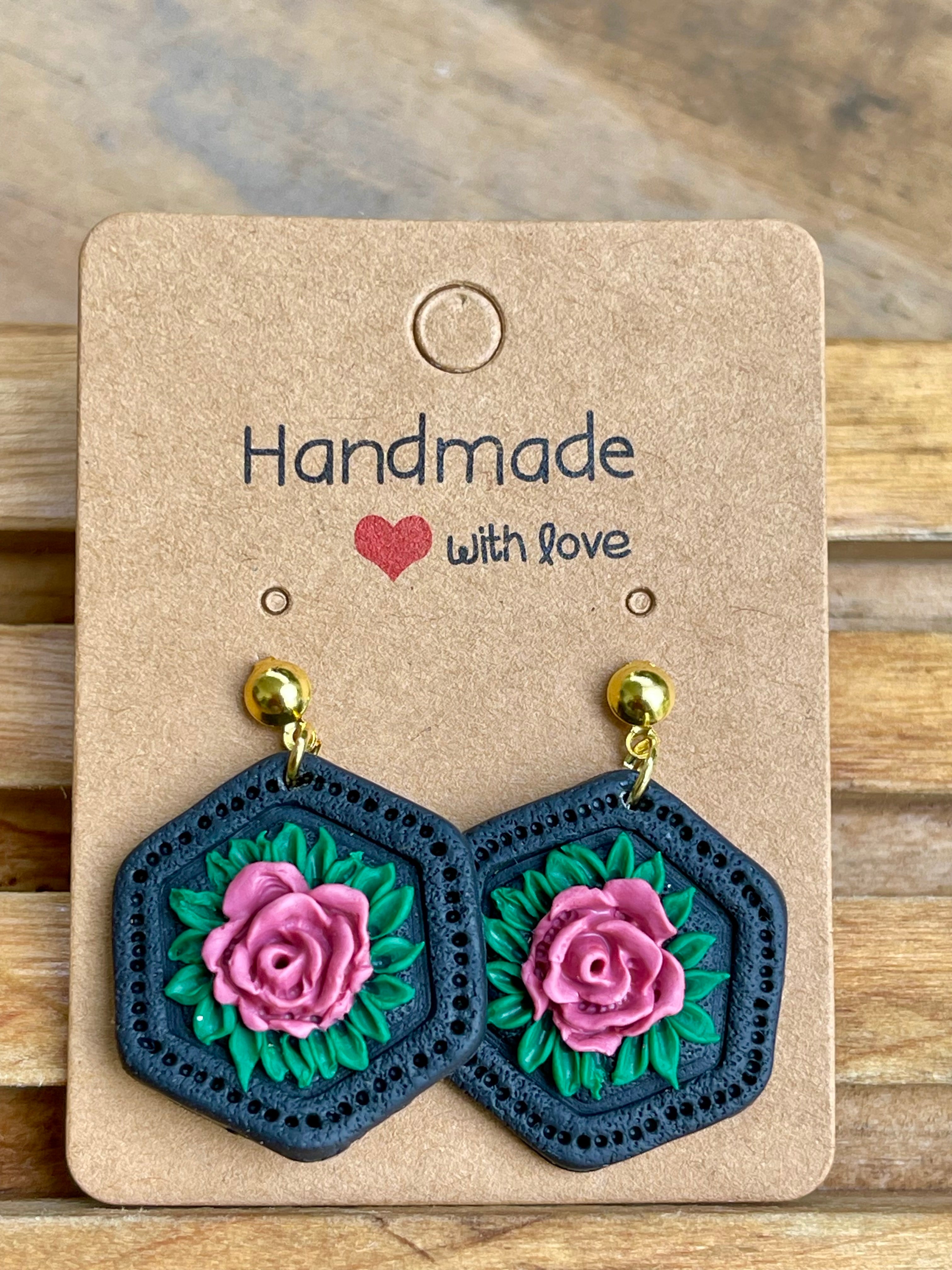 Hexagonal floral Earings