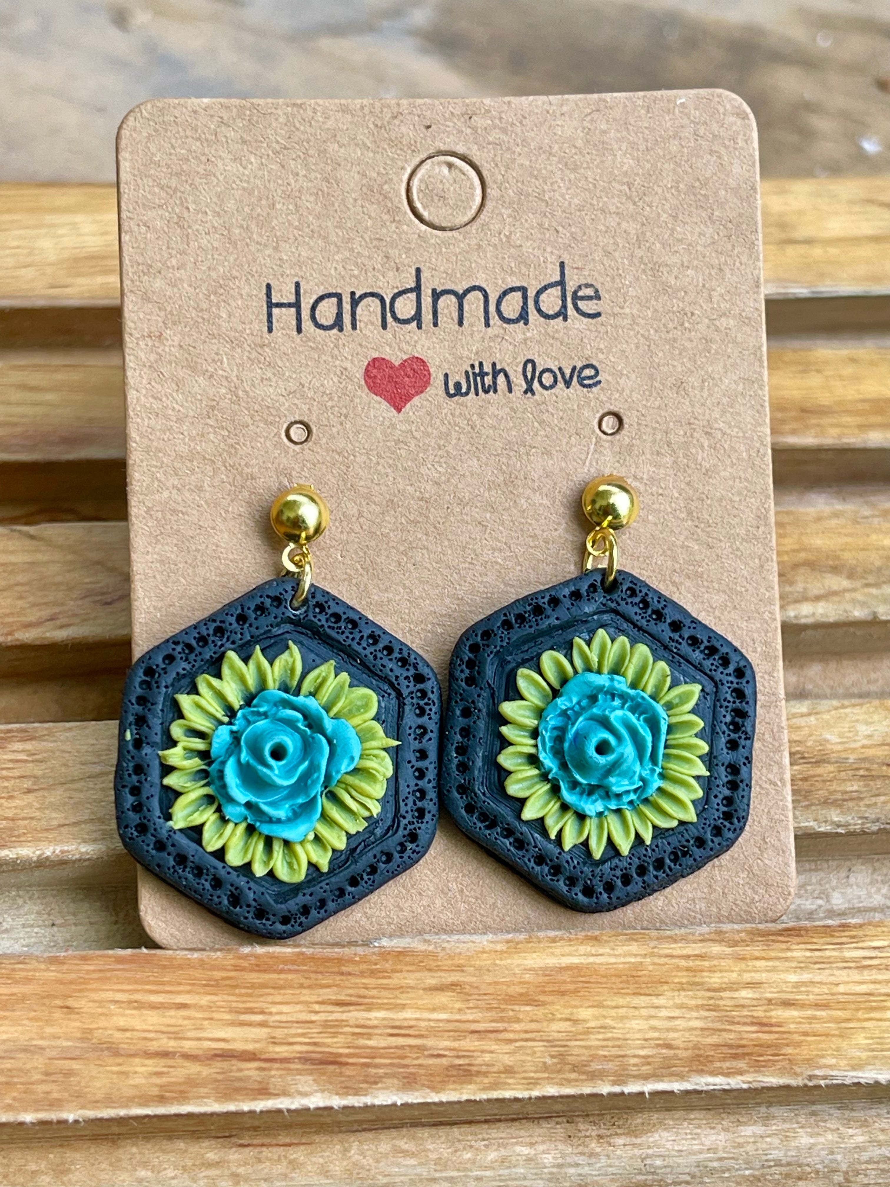 Hexagonal floral Earings