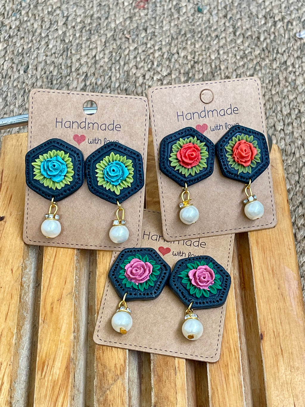 Hexagonal floral Earings