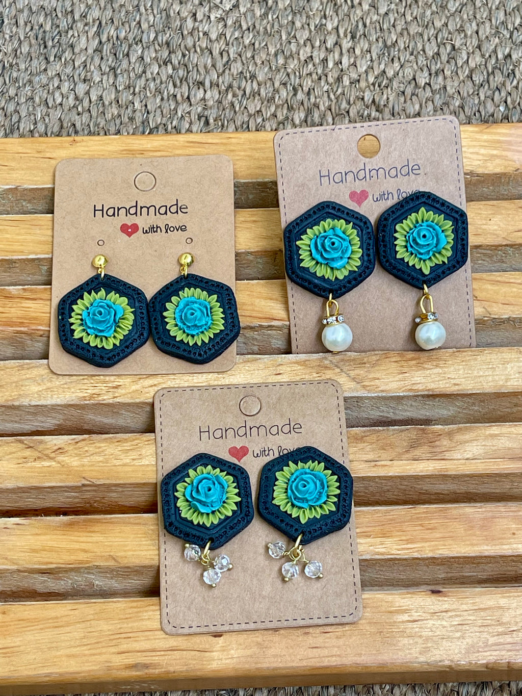 Hexagonal floral Earings