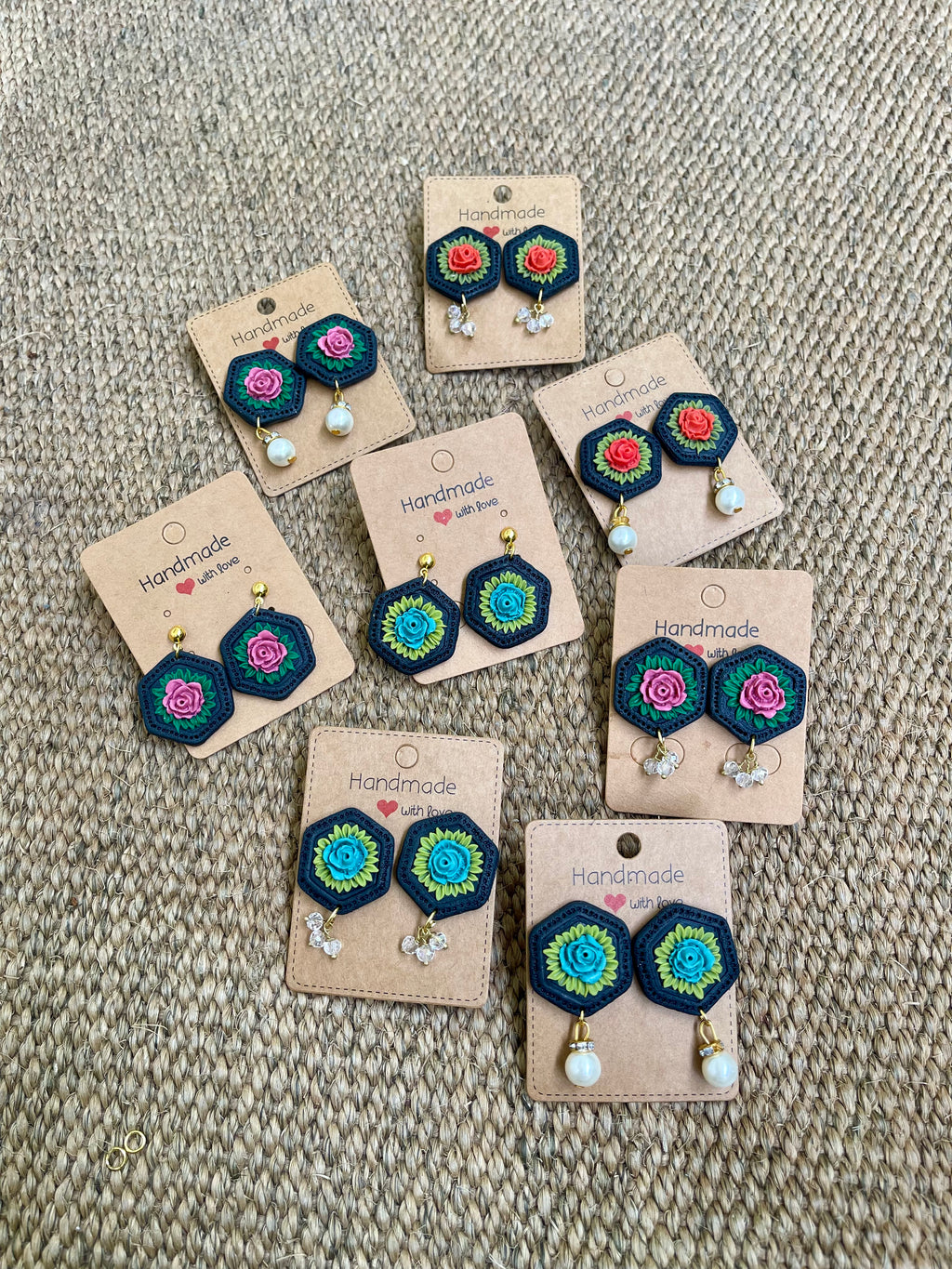 Hexagonal floral Earings