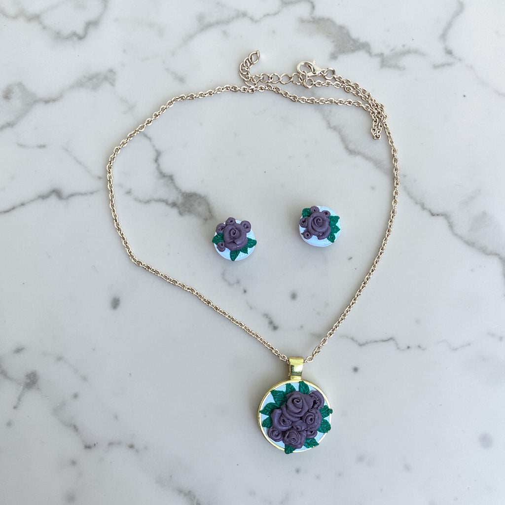 Rose bouquet- Pendant Set