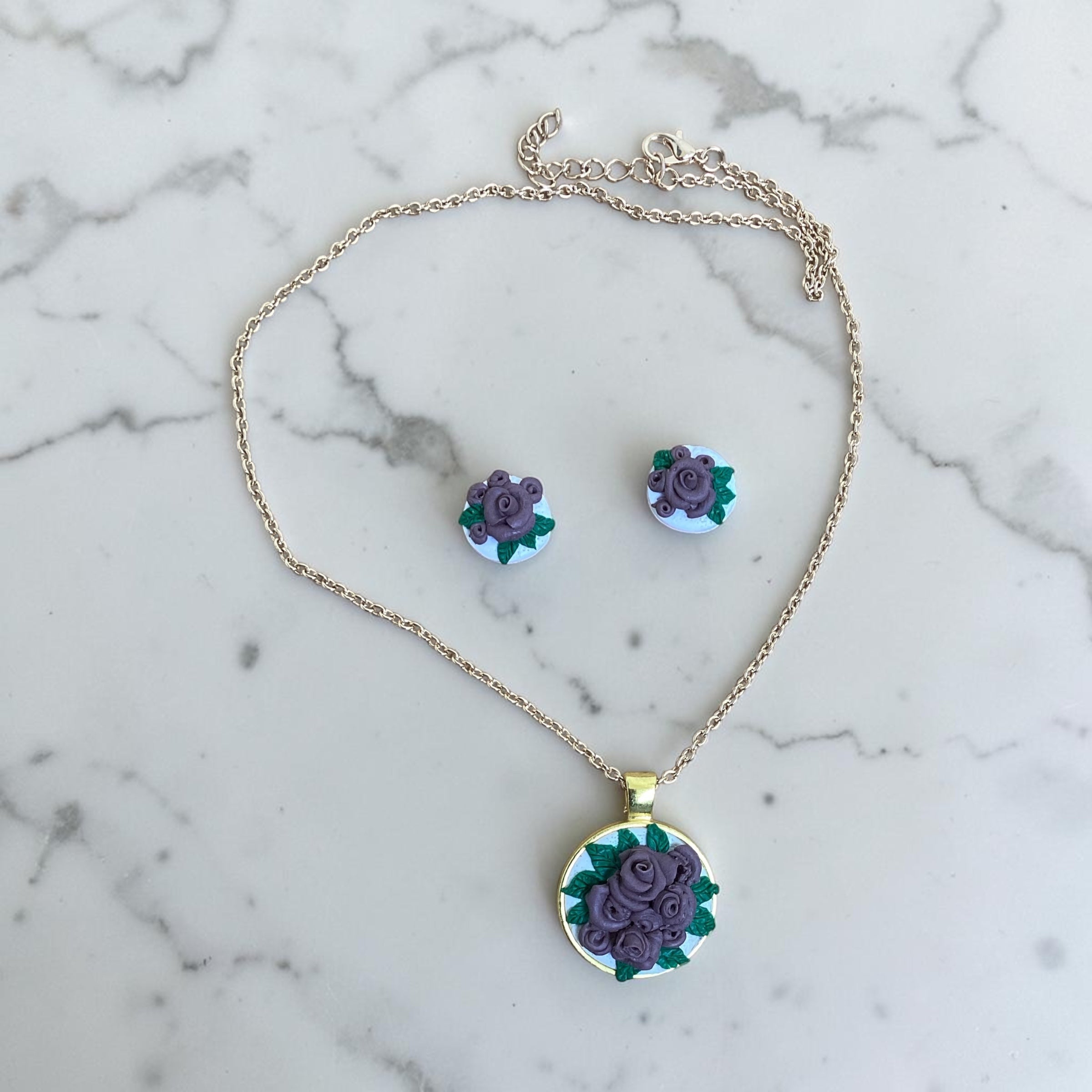 Rose bouquet- Pendant Set