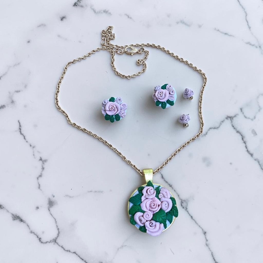 Rose bouquet- Pendant Set