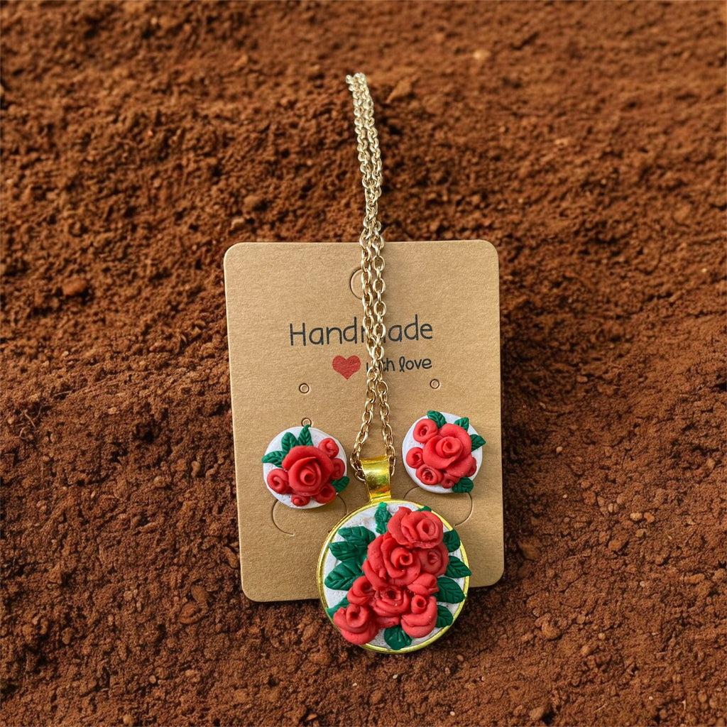 Rose bouquet- Pendant Set