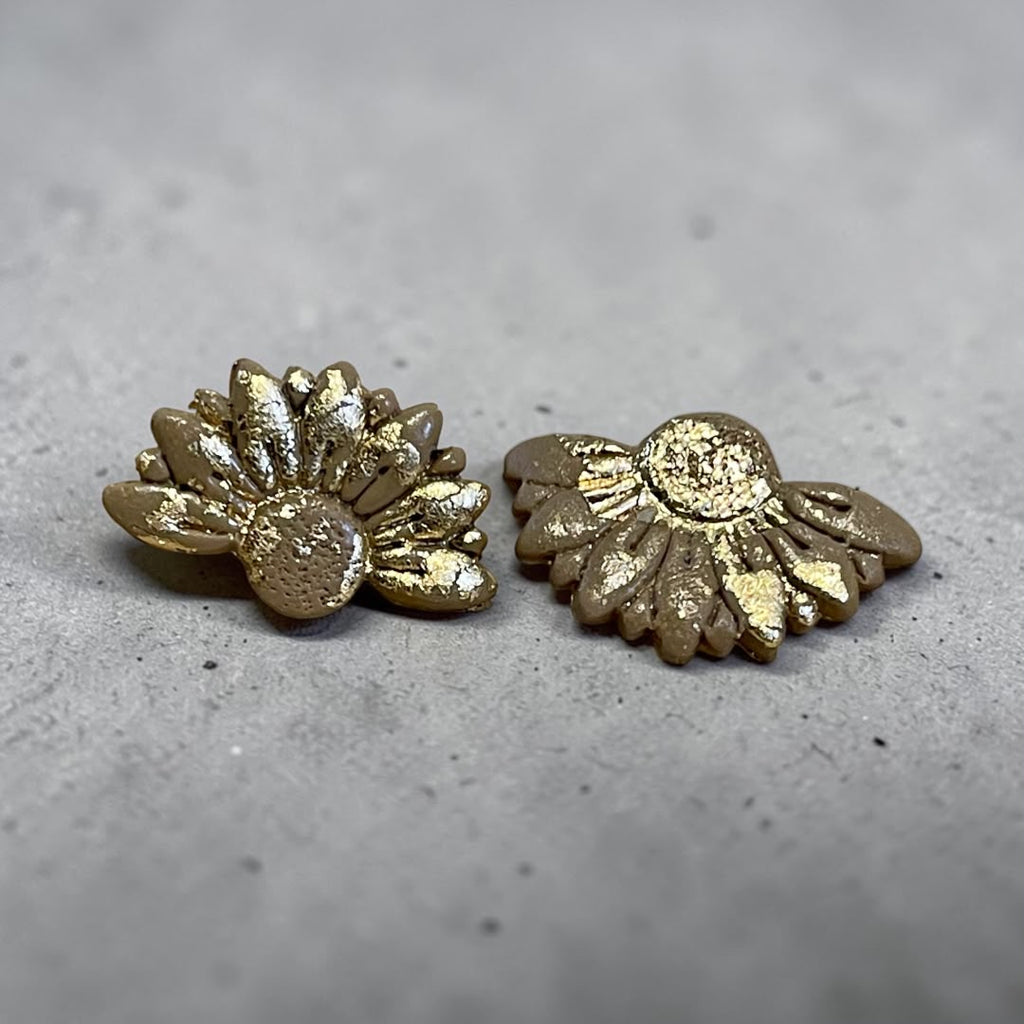 Floral Leaf Studs- Gold