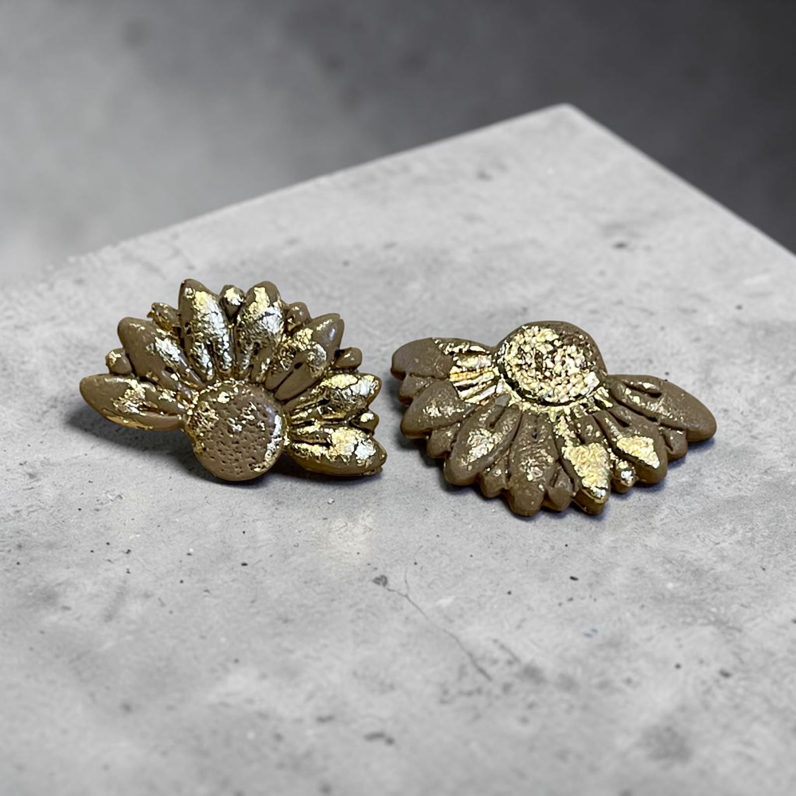 Floral Leaf Studs- Gold