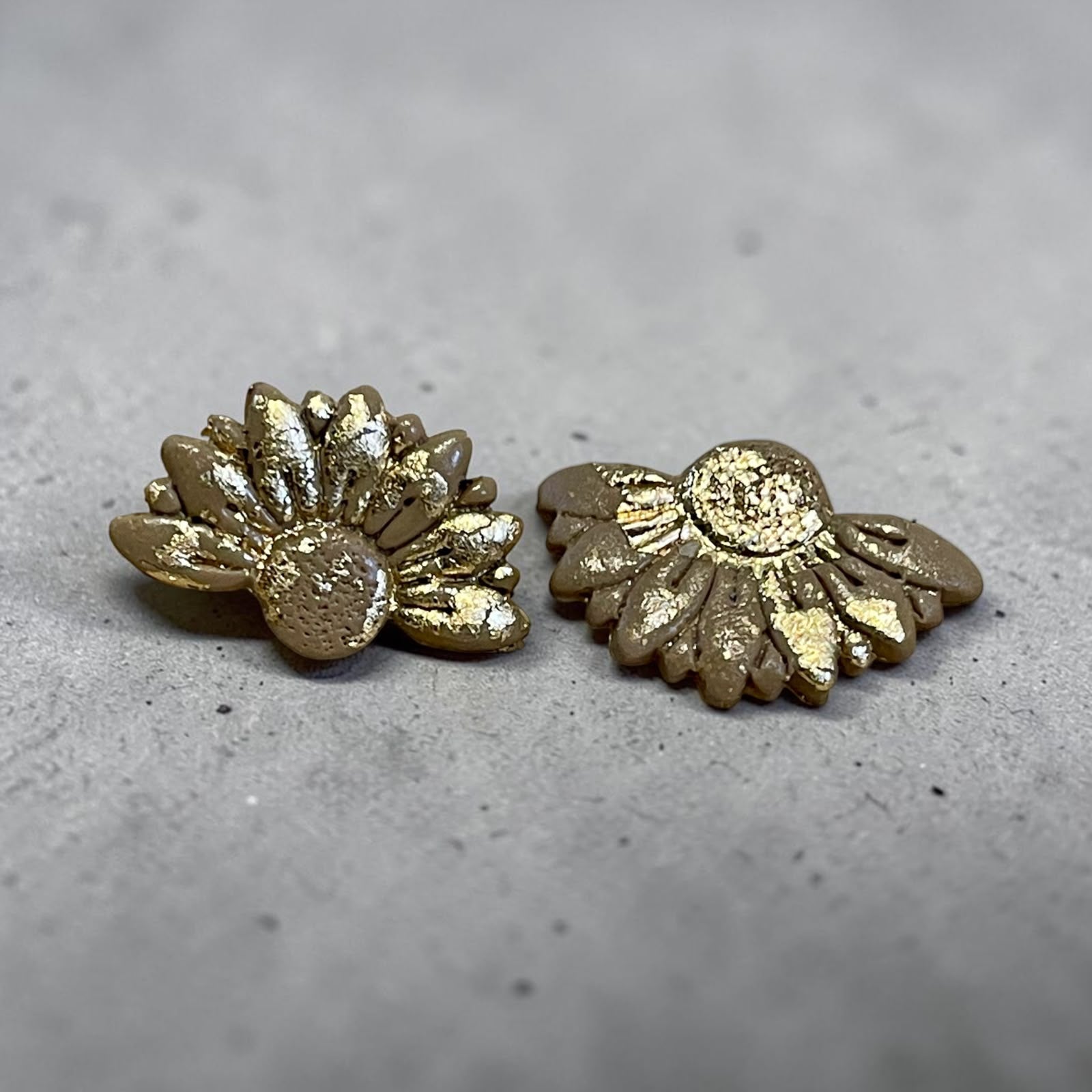 Floral Leaf Studs- Gold
