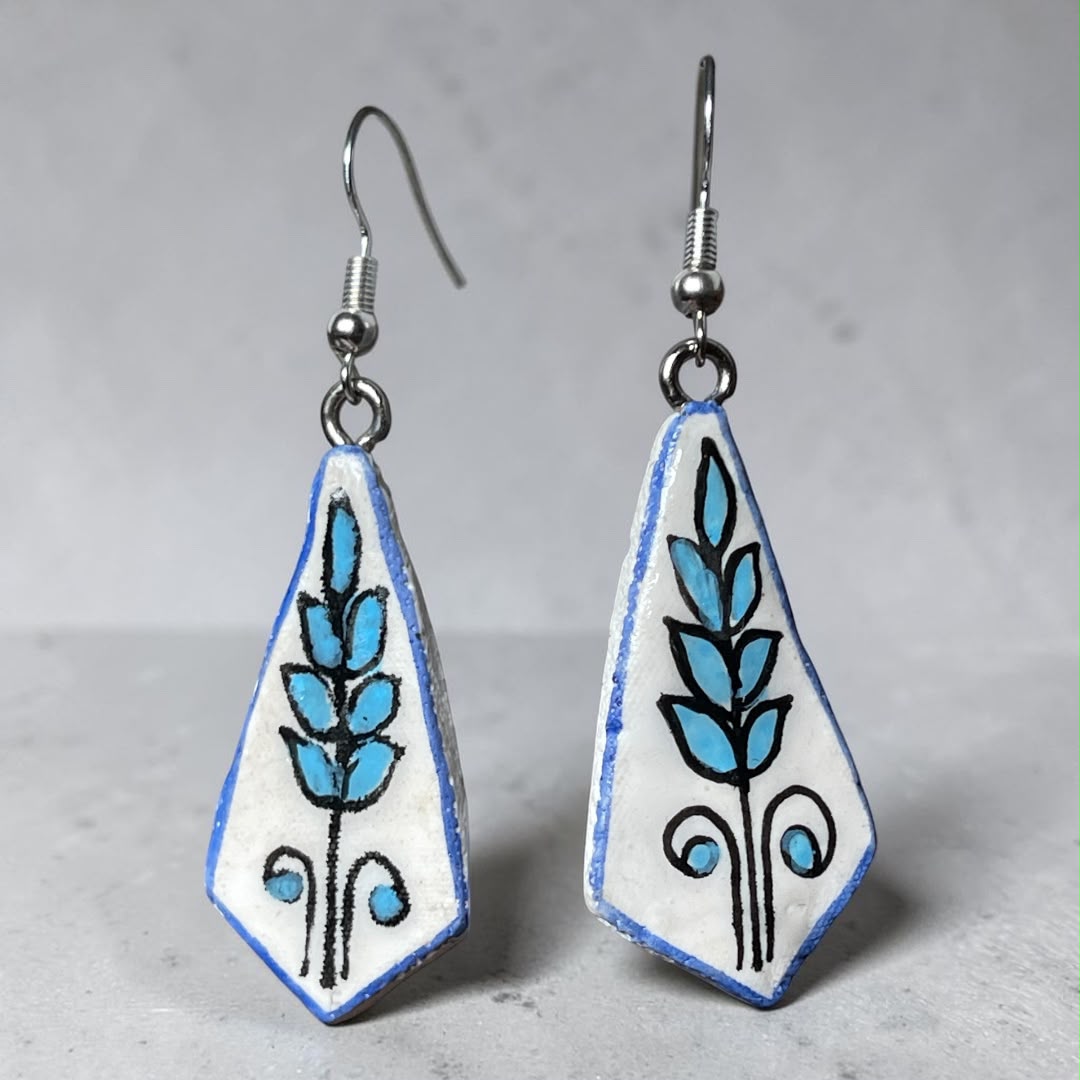Leaf Earrings- White