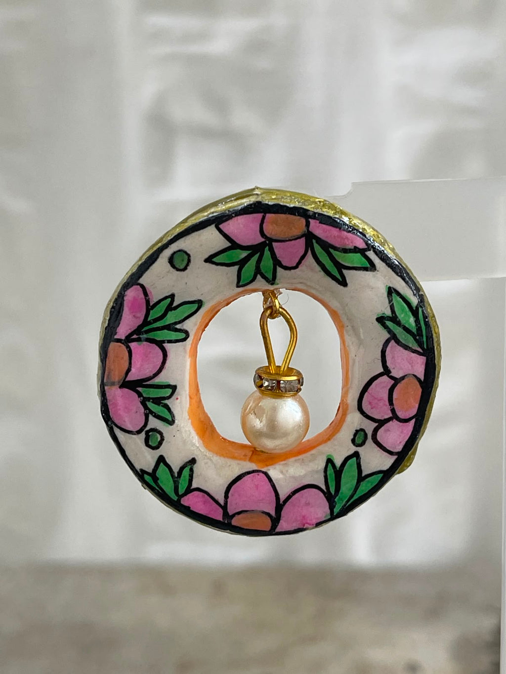Hand-Drawn Floral Pearl Studs