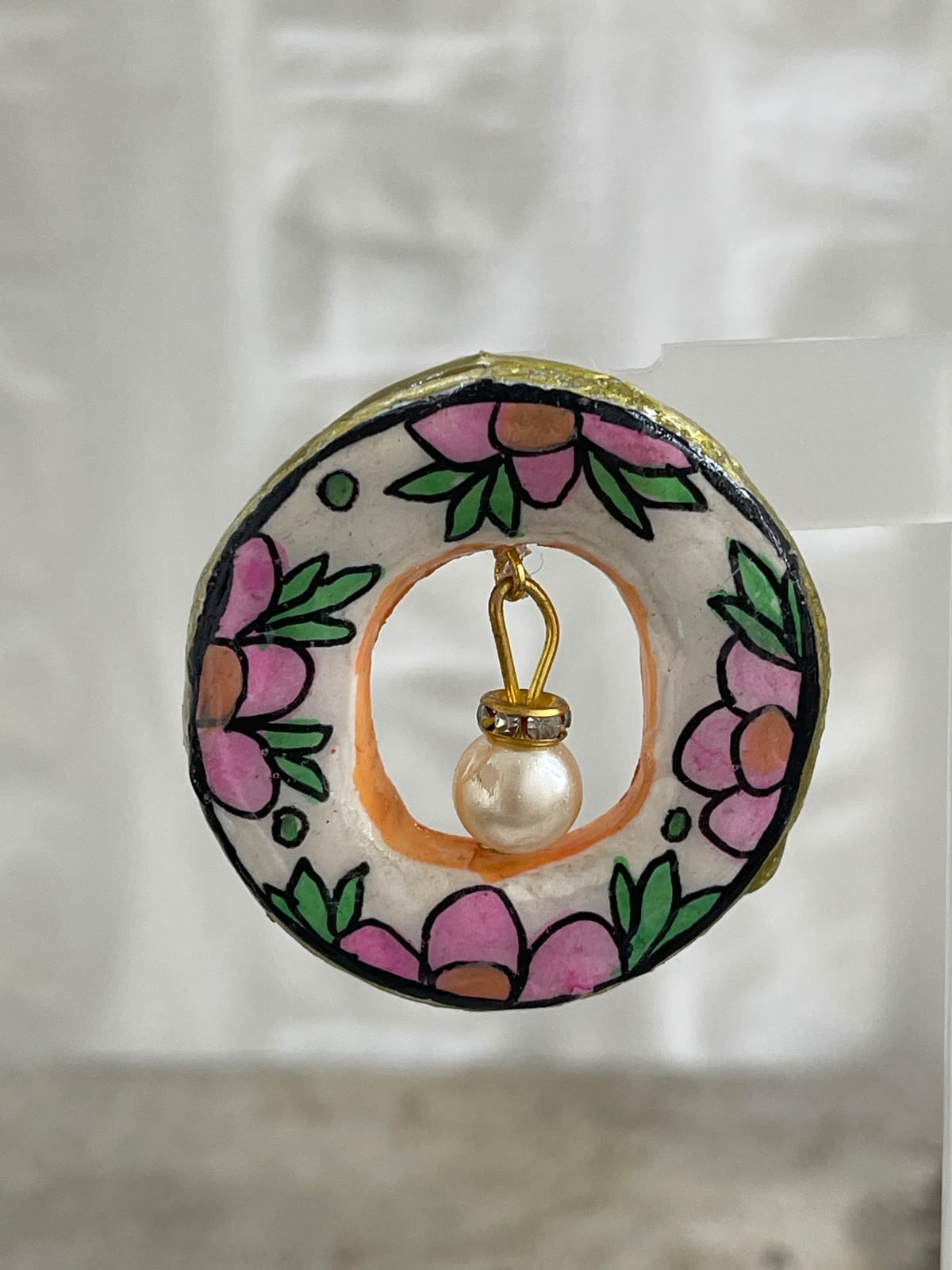 Hand-Drawn Floral Pearl Studs