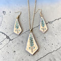 Leaf Pendant Set-White