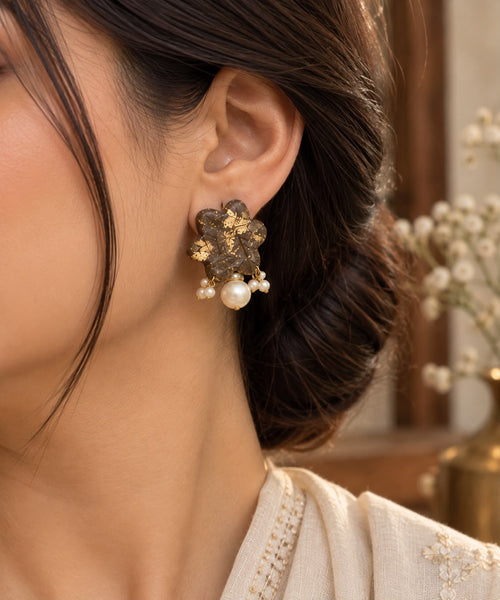 Brown GoldLeaf Pearl -Jewelry Set