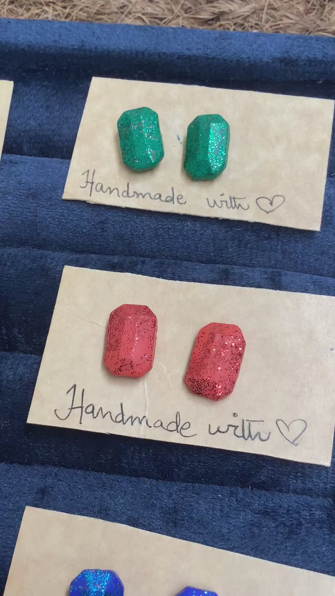Glitter geometric studs