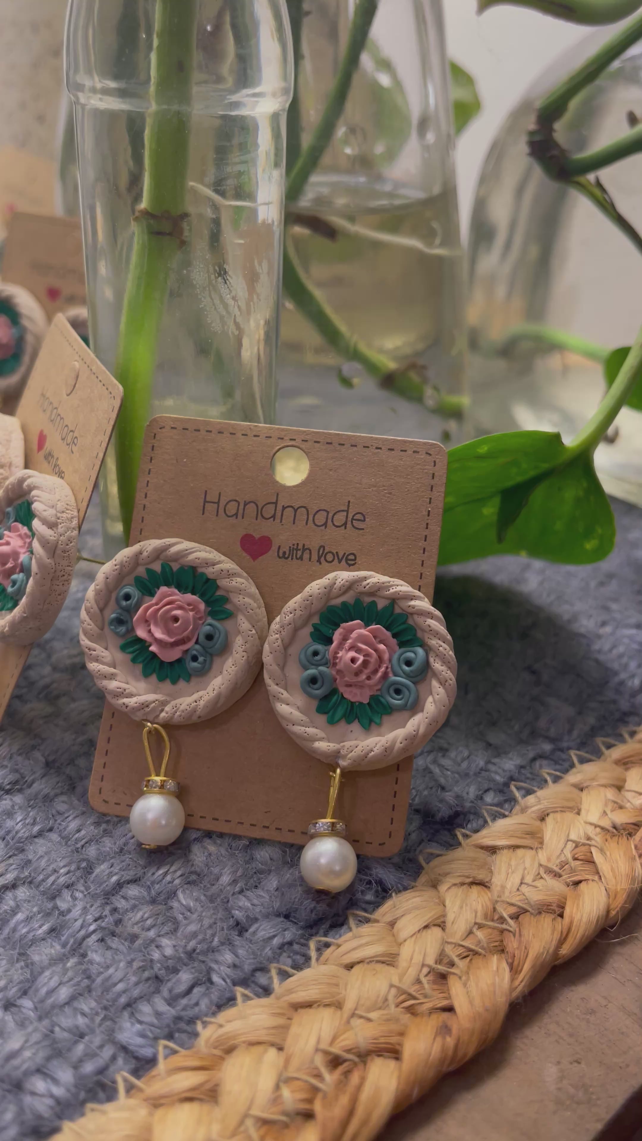 Floral pearl drops- Earings